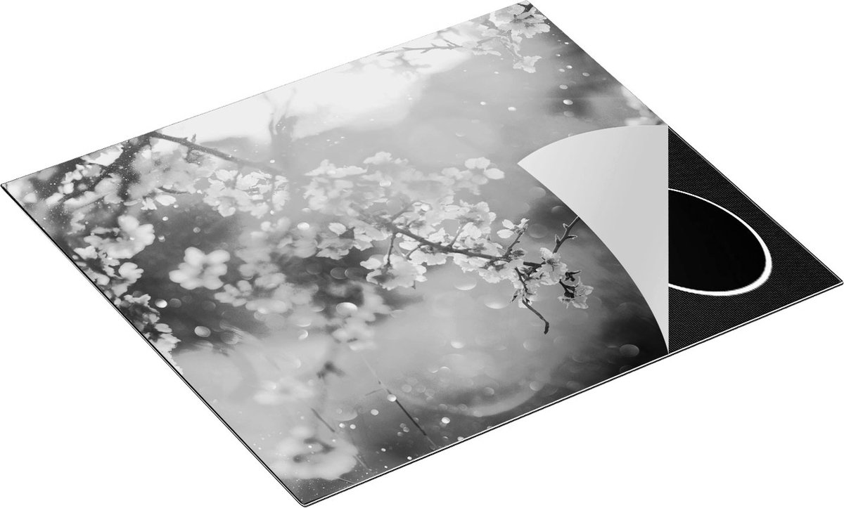 Chefcare Inductie Beschermer Bloesemboom tijdens Zonsondergang - Bloem - Zwart Wit - 57,6x51,6 cm - Afdekplaat Inductie - Kookplaat Beschermer - Inductie Mat