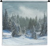 Wandkleed - Wanddoek - Bos - Sneeuw - Winter - 180x180 cm - Wandtapijt