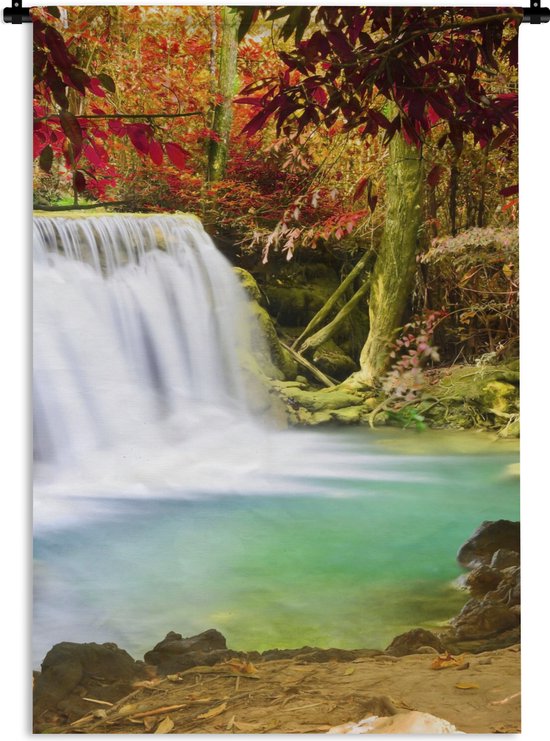 Wandkleed - Wanddoek - Herfst - Waterval - Natuur - 120x180 cm - Wandtapijt