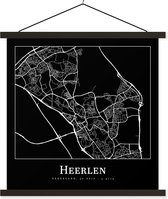 Posterhanger incl. Poster 40x40 cm - Schoolplaat - Stadskaart - Heerlen - Kaart - Plattegrond - Textielposter - Zwarte latten - Plattegrond