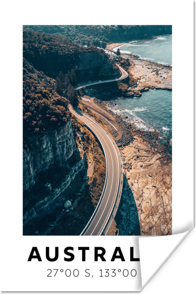 Poster Australië - Zee - Snelweg - 20x30 cm