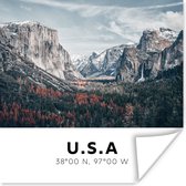 Poster Amerika - Yosemite - Bergen - Bos - 30x30 cm
