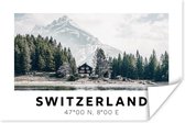 Poster Zwitserland - Berg - Chalet - Groen - 180x120 cm XXL