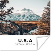 Poster Amerika - Bergen - Sneeuw - 30x30 cm