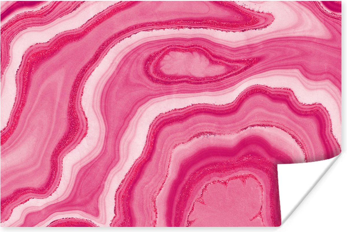 Poster Roze - Geode - Agaat steen - Edelstenen - 60x40 cm