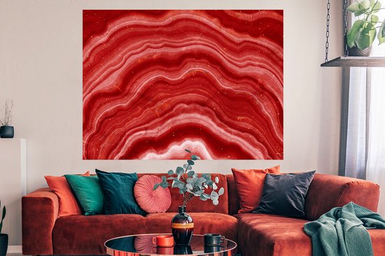 Poster Agate - Rouge - Pierre précieuse - Abstrait - 160x120 cm XXL