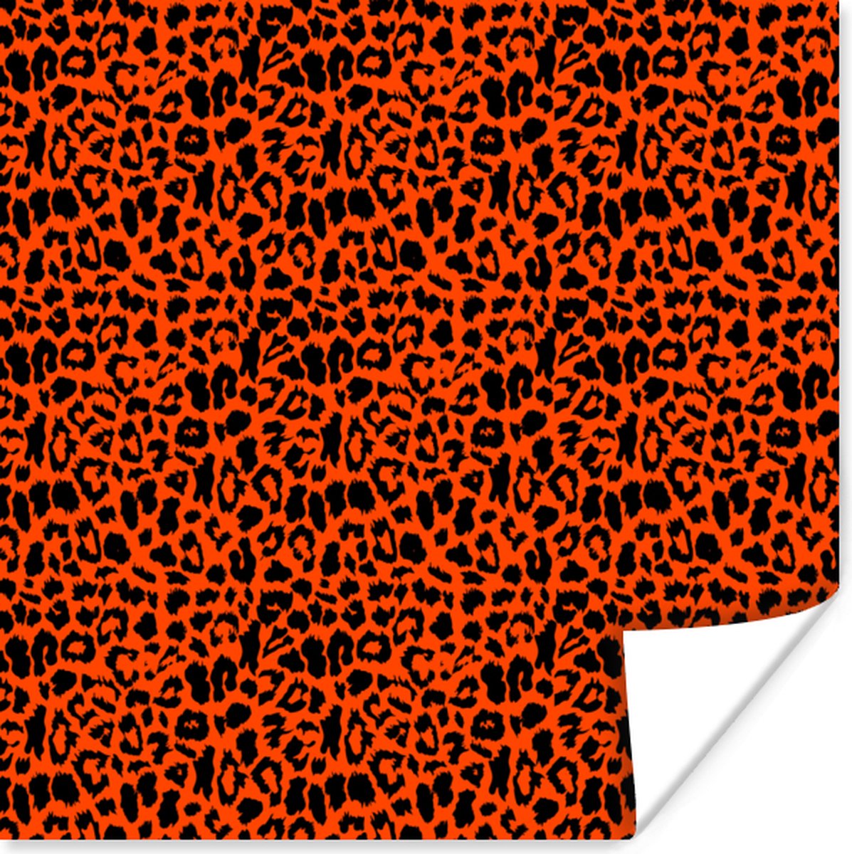 Poster Dierenprint - Rood - Panter - 50x50 cm