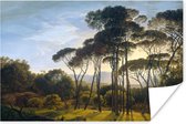 Poster Italiaans landschap met parasoldennen - Kunst - Oude meesters - 60x40 cm