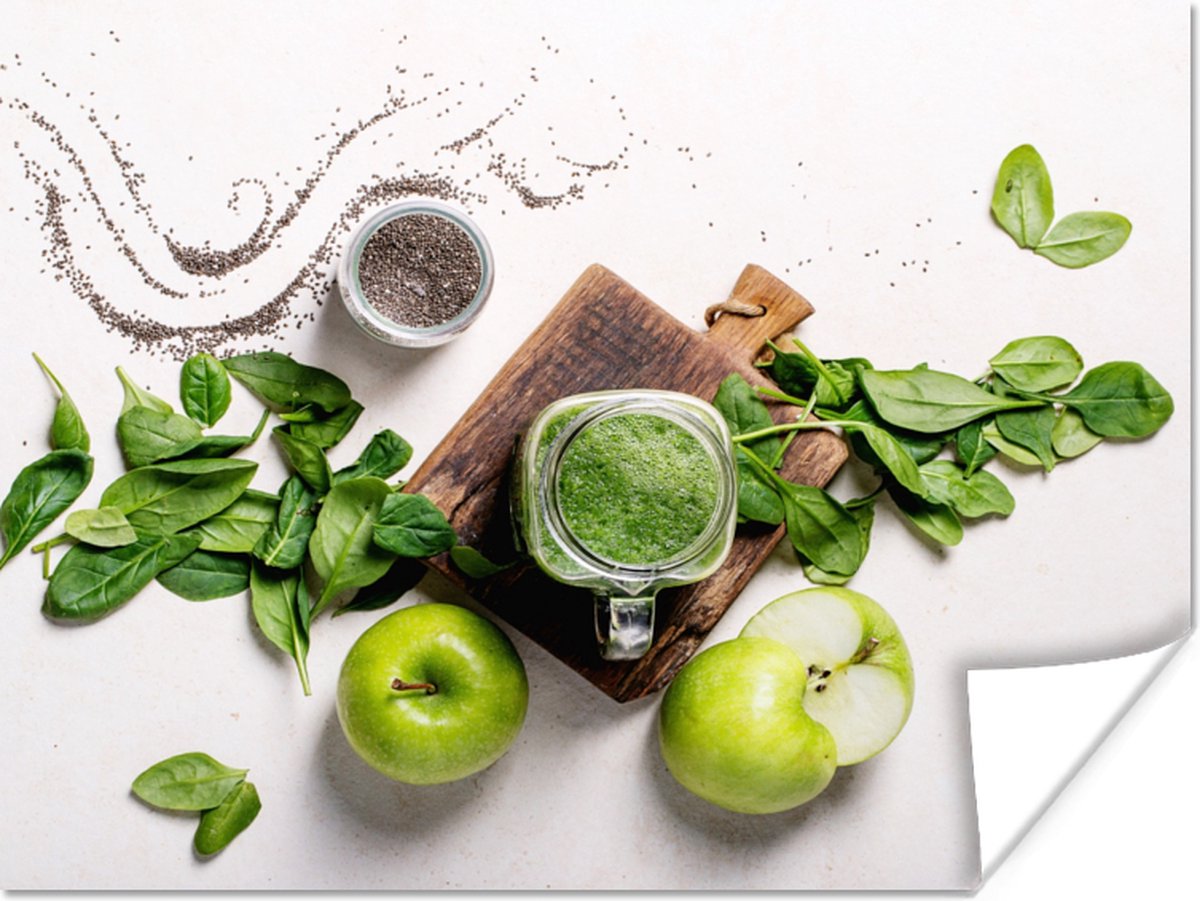 Poster Kruiden - Appel - Smoothie - 80x60 cm