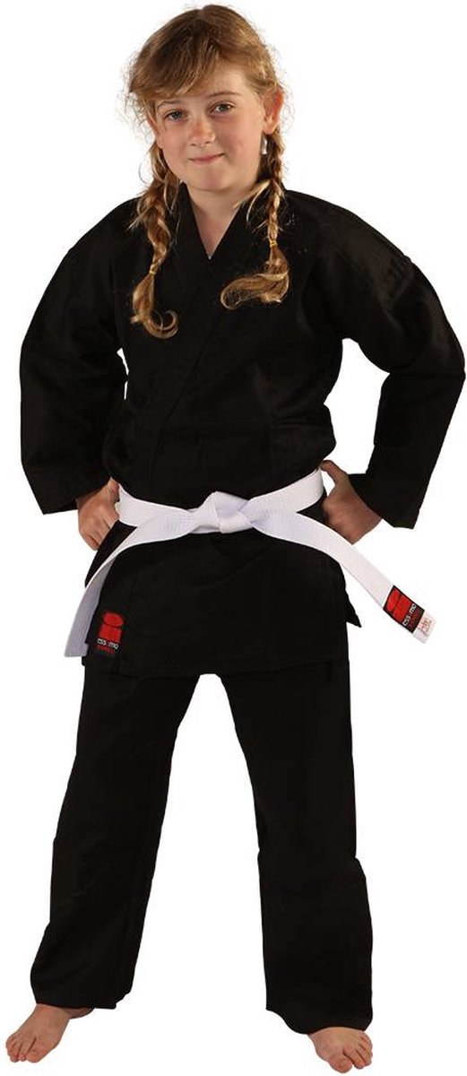 Karatepak Kensu Zwart Karate Gi met witte band Essimo 170 cm