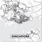 Muismat Klein - Singapore - Plattegrond - Stadskaart - Zwart Wit - Kaart - 20x20 cm