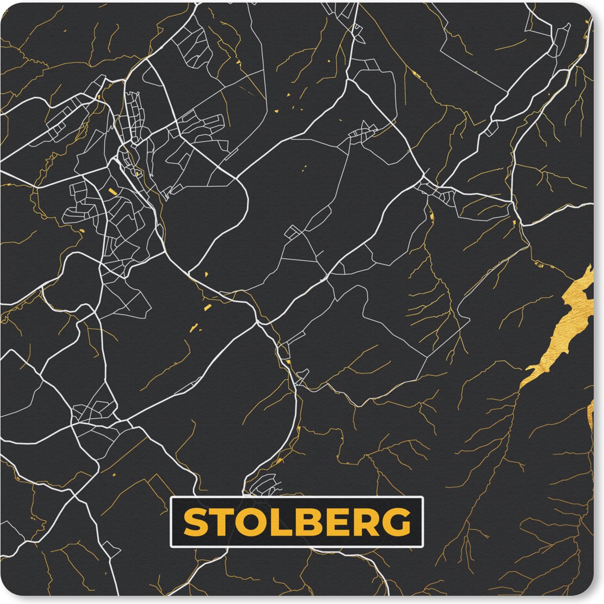 Muismat - Mousepad - Goud – Duitsland – Plattegrond – Gold – Stadskaart – Kaart – Stolberg - 30x30 cm - Muismatten