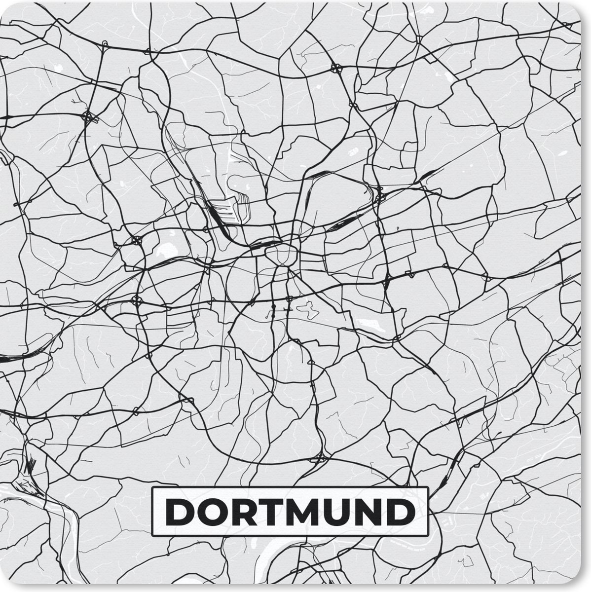 Muismat 20x20 cm - Mousepad Duitsland - Stadskaart - Kaart - Plattegrond - Dortmund - Muismatten - Stadskaart