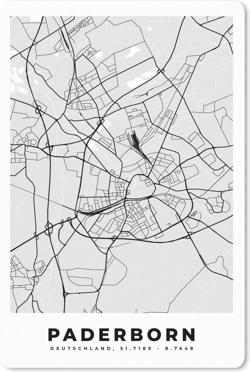 Muismat - Mousepad - Kaart - Paderborn - Duitsland - Stadskaart - Plattegrond - 40x60 cm - Muismatten