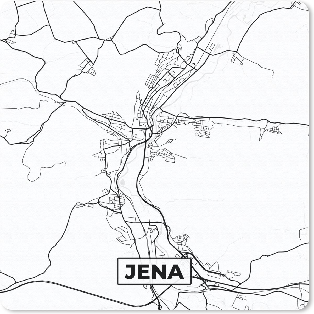 Muismat 20x20 cm - Mousepad Jena - Plattegrond - Kaart - Stadskaart - Muismatten - Stadskaart