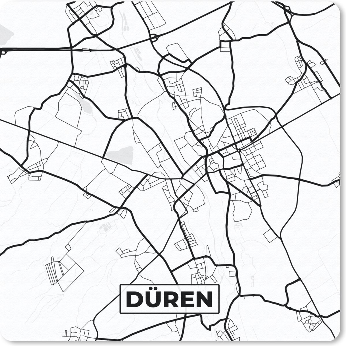 Muismat 30x30 cm - Mousepad Düren - Stadskaart - Plattegrond - Kaart - Muismatten - Stadskaart
