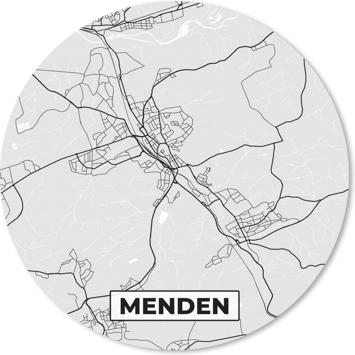 Muismat rond 20x20 cm - Mousepad Stadskaart - Duitsland - Menden - Kaart - Plattegrond - Ronde muismatten - Stadskaart