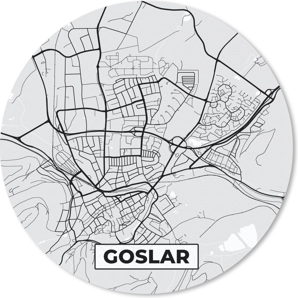 Muismat rond 50x50 cm - Mousepad Plattegrond - Duitsland - Goslar - Kaart - Stadskaart - Ronde muismatten - Stadskaart