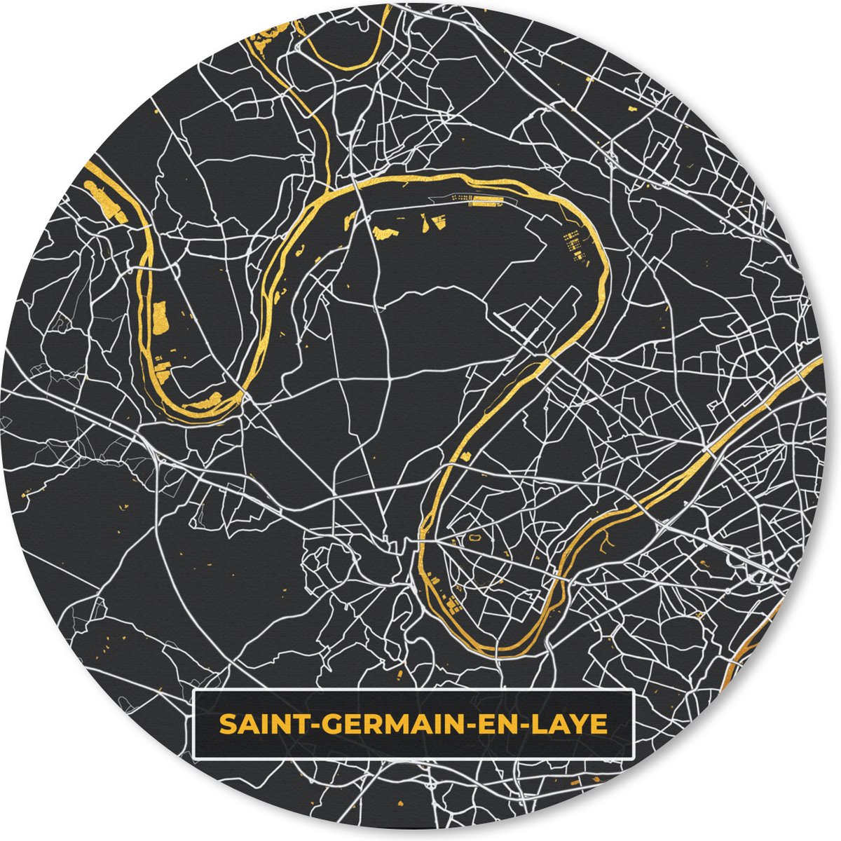Muismat rond 40x40 cm - Mousepad Saint-Germain-en-Laye - Plattegrond - Frankrijk - Kaart - Stadskaart - Ronde muismatten - Stadskaart