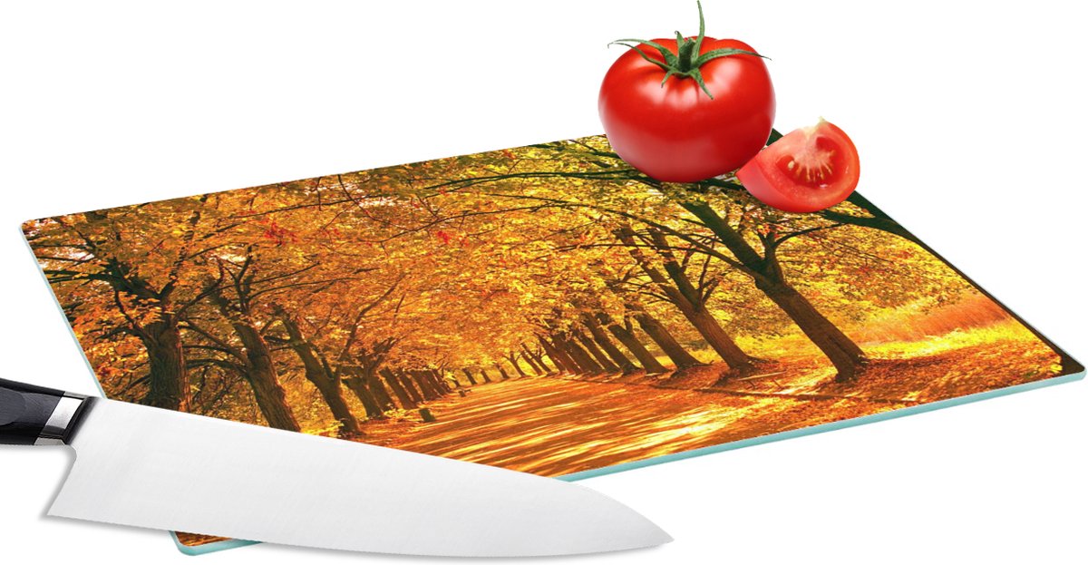 Glazen Snijplank - 28x20 - Bos - Herfst - Seizoenen - Landelijk - Snijplanken Glas
