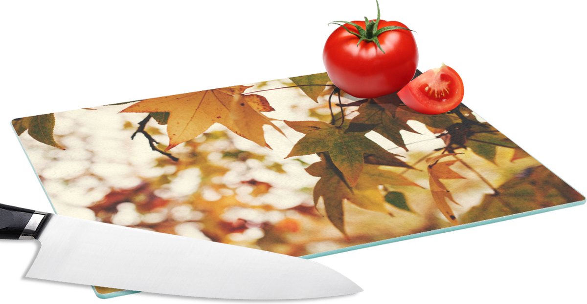 Glazen Snijplank - 28x20 - Natuur - Herfstbladeren - Landelijk - Snijplanken Glas
