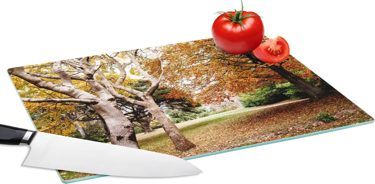 Glazen Snijplank - 39x28 - Herfst - Bomen - Bladeren - natuur - Snijplanken Glas