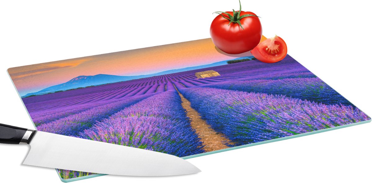 Glazen Snijplank - 39x28 - Lavendel - Paars - Bloemen - Snijplanken Glas