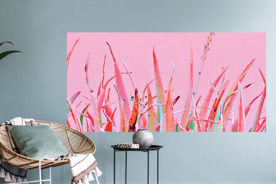 Muurstickers - Sticker Folie - Zomer - Planten - Pastel - 120x60 cm - Plakfolie - Muurstickers Kinderkamer - Zelfklevend Behang - Zelfklevend behangpapier - Stickerfolie