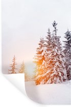 Stickers muraux - Soleil - Arbres - Neige - 40x60 cm - Film adhésif