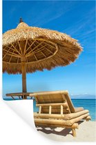 Stickers muraux - Film autocollant - Chaise de plage - Plage - Parasol - Mer - Été - 80x120 cm - Film adhésif - Stickers muraux Chambre d'enfant - Papier peint autocollant