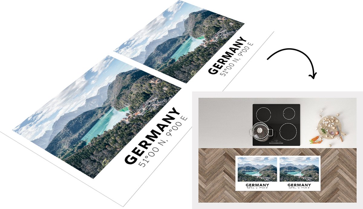 KitchenYeah Keukenloper - Loper keuken - Duitsland - Water - Bergen - Bos - 120x50 cm - Keukenloper vinyl Multicolor