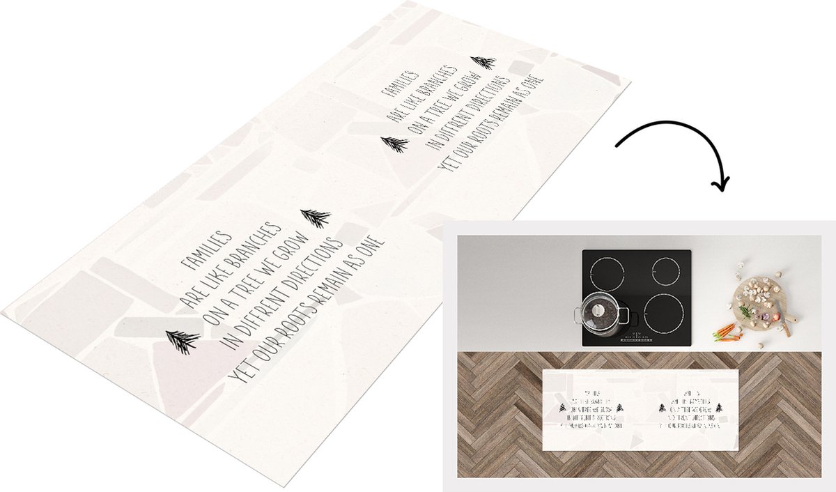 KitchenYeah Keukenloper - Loper keuken - Quotes - Spreuken - Familie - Families are like branches on a tree - 120x50 cm - Keukenloper vinyl Multicolor