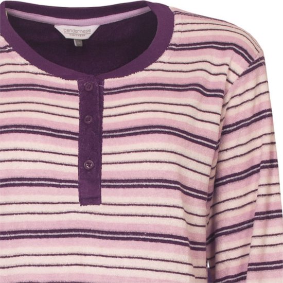 Zachte velours home-lounge pyjama met boorden 'horizontale strepen