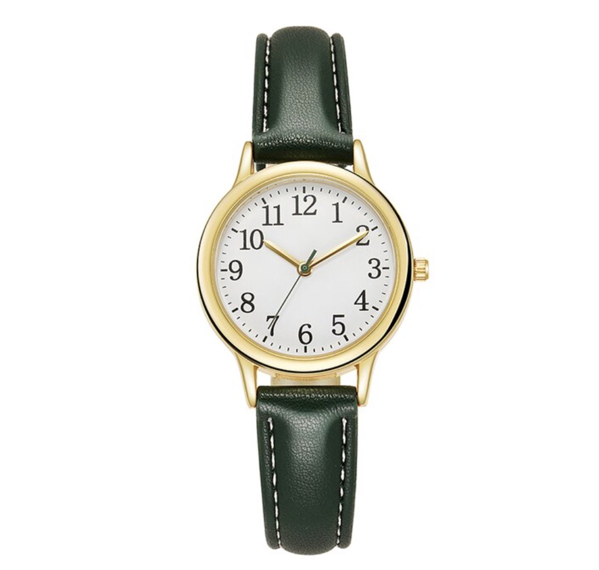 Horloge dames | groene horloge | luxe dames horloge | smal dames horloge | goudkleurig | donker groene horloge | maat ⌀ 31 mm | horloge band leerlook | cadeau voor vrouw | kerst | kerstcadeau voor vrouwen