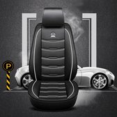 Polaza® Autostoelhoes - Universeel - 3D Stoelhoes Voor Auto - Luxe Autostoel Beschermhoes - Stoel Cover - Antislip - PU Leer - Zwart / Wit - 1 Stuks