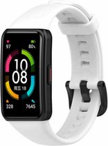 Siliconen Smartwatch bandje - Geschikt voor Honor Band 6 siliconen bandje - wit - Strap-it Horlogeband / Polsband / Armband