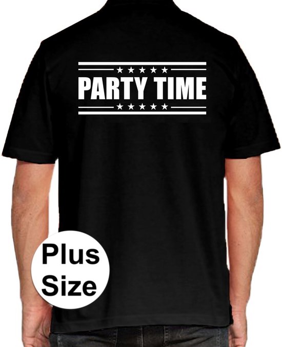 Party time grote maten poloshirt zwart voor heren Plus size