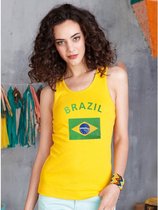 Gele dames tanktop vlag Brazil Xl