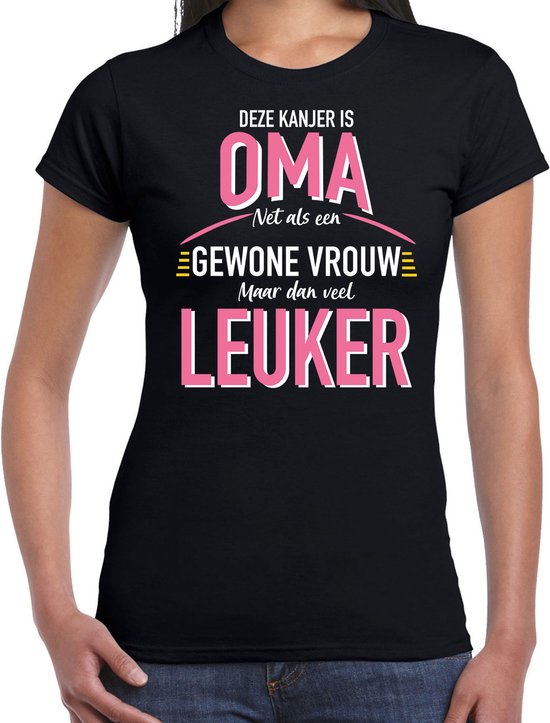 Deze kanjer is oma maar dan veel leuker cadeau t-shirt zwart voor dames - verjaardag kado shirt L