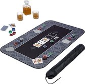 Relaxdays pokerkleed - 100 x 60 cm - pokermat - speelkleed poker - met hoes - antislip - zwart