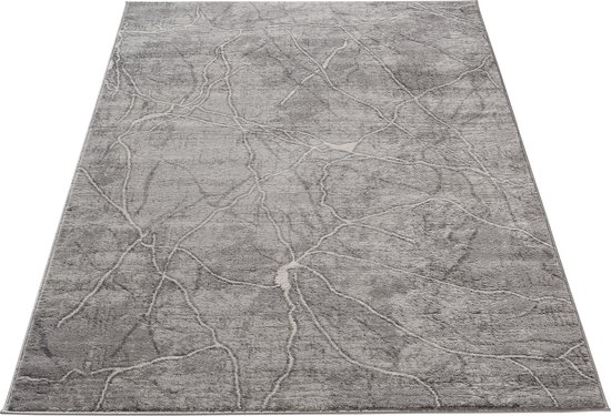 SEHRAZAT Vloerkleed- modern laagpolig vloerkleed, tapijtenloods, geodriehoek patroon, donkergrijs 120x170 cm
