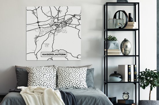 Carte de peinture sur toile - Kaiserslautern - Plan d'étage - Plan de la ville - 90x90 cm - Décoration murale