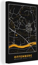 Canvas Schilderij Duitsland – Black and Gold – Offenberg – Stadskaart – Kaart – Plattegrond - 20x30 cm - Wanddecoratie