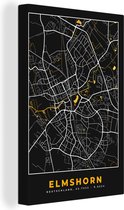 Canvas Schilderij Duitsland – Black and Gold – Elmshorn – Stadskaart – Kaart – Plattegrond - 40x60 cm - Wanddecoratie