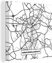 Canvas Schilderij Mönchengladbach - Plattegrond - Kaart - Stadskaart - 50x50 cm - Wanddecoratie
