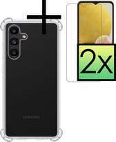 Hoes Geschikt voor Samsung A13 5G Hoesje Siliconen Cover Shock Proof Back Case Shockproof Hoes Met 2x Screenprotector - Transparant