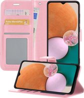 Hoesje Geschikt voor Samsung A13 5G Hoesje Book Case Hoes Wallet Cover - Hoes Geschikt voor Samsung Galaxy A13 5G Hoesje Bookcase Hoes - Lichtroze