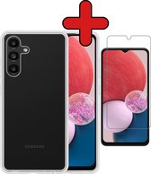 Hoesje Geschikt voor Samsung A13 5G Hoesje Siliconen Case Hoes Met Screenprotector - Hoes Geschikt voor Samsung Galaxy A13 5G Hoes Cover Case - Transparant
