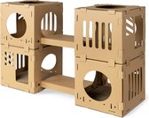 Navaris Modular Carton ondulé Pet Play Blocks - Maisonnette en carton ondulé avec 4 blocs et 2 ponts - Pour petits chats, chatons et lapins