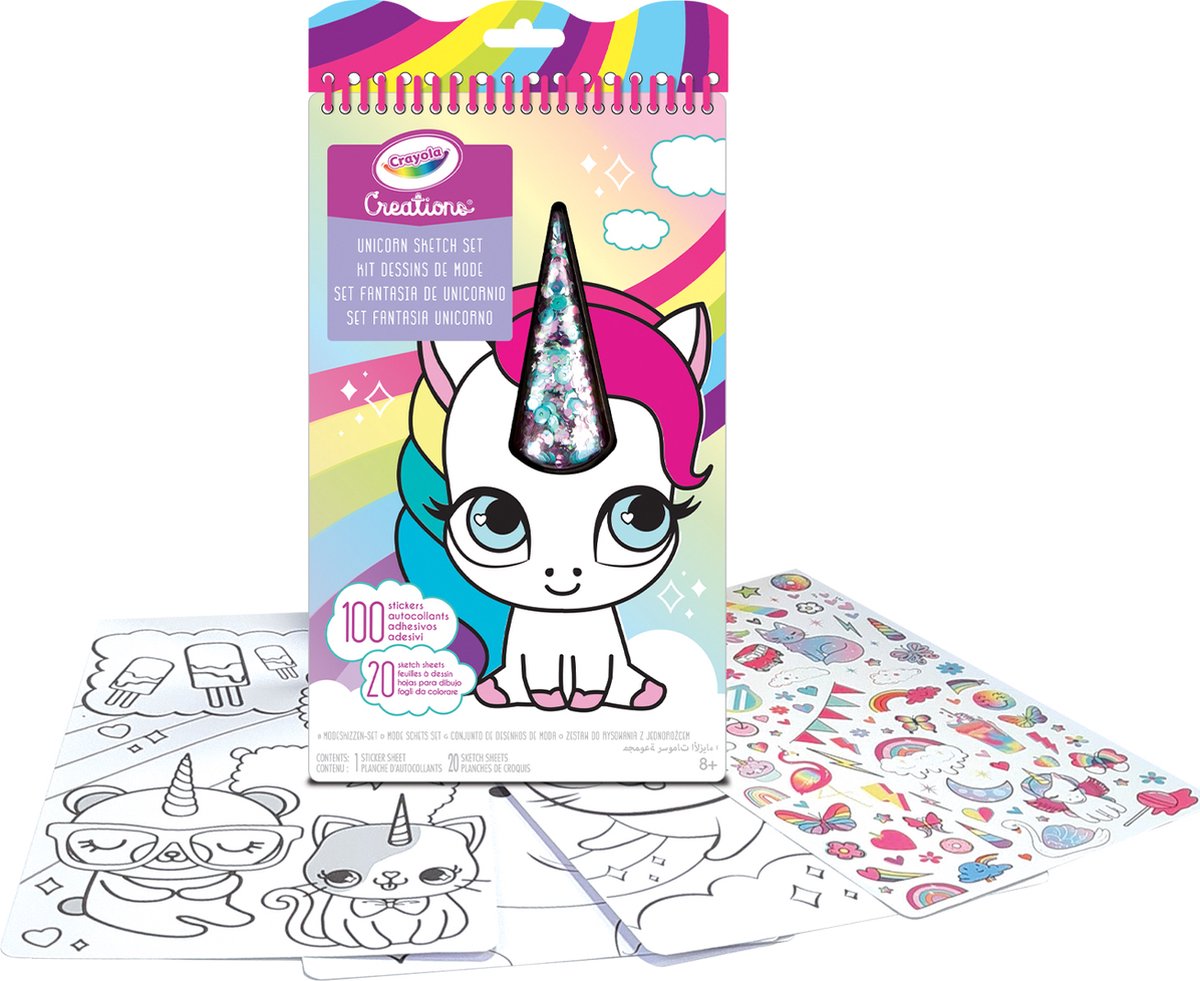 Crayola Creations - Album Eenhoorn Fantasie met 20 Kleurplaten en 100 Stickers